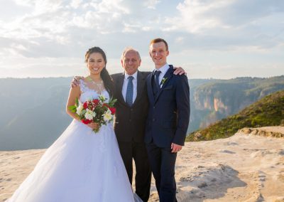 Happy couple getting married by Phil Timbrell, a Blue Mountains wedding celebrant