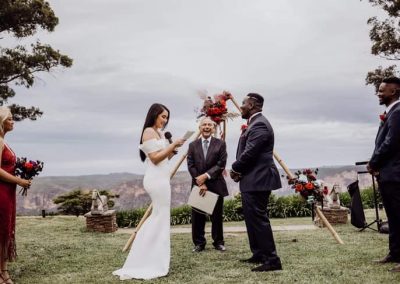 Happy couple getting married by Phil Timbrell, a Blue Mountains wedding celebrant