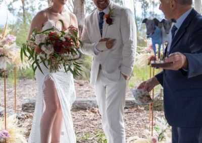 Happy couple getting married by Phil Timbrell, a Blue Mountains wedding celebrant