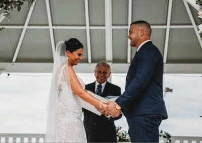 Happy couple getting married by Phil Timbrell, a Blue Mountains wedding celebrant